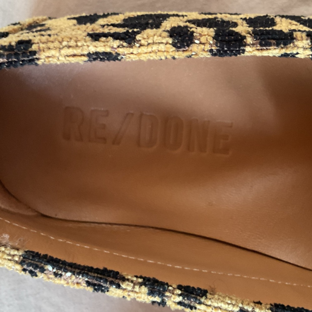 Re / Done LEOPARD Animal PRINT LOAFERS Leather Sole 40 (US Size 9.5 to 10) - Picture 7 of 9